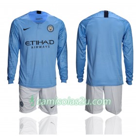 Camisolas de Futebol Manchester City Criança Equipamento Principal 2018/19 Manga Comprida